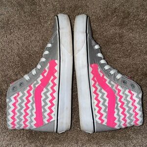 Vans Sk8 Hi Skate Pink Gray Zigzag Canvas Skateboarding Sneaker Sz W 7.5 M 6
